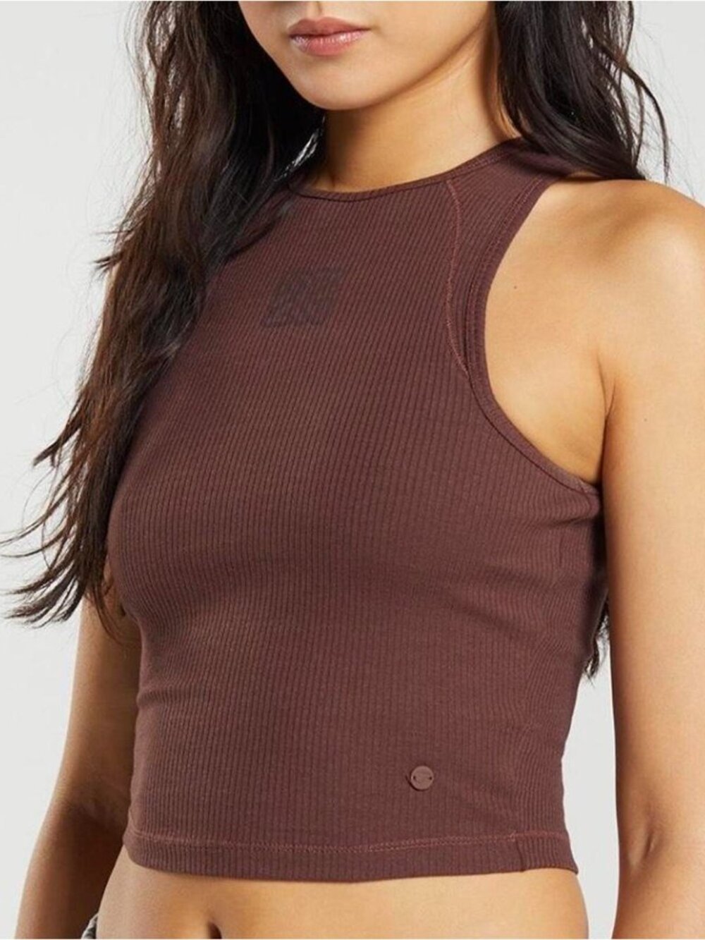 Gymshark Chocolate Brown Ribbed Crop Tank Top